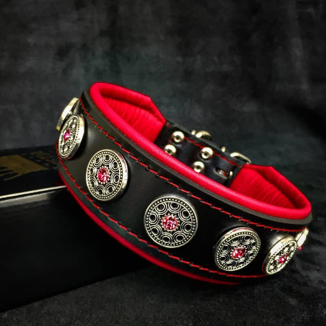 Collar de Cuero Premium "Bijou" — Negro & Rojo | Bestia Collars