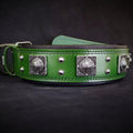 Collar EROS para Perros — Verde | Cuero Genuino 2.5"