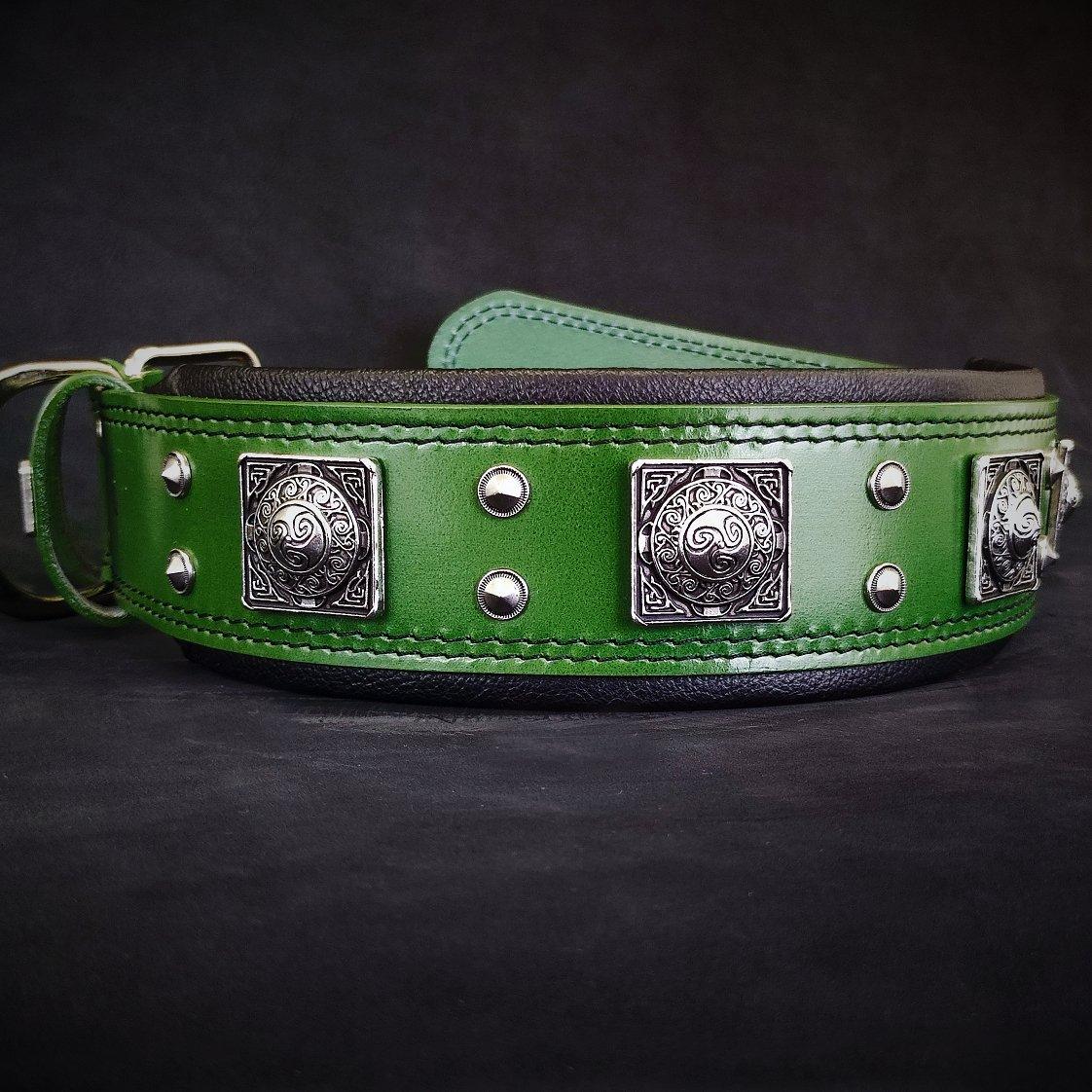 Collar EROS para Perros — Verde | Cuero Genuino 2.5"