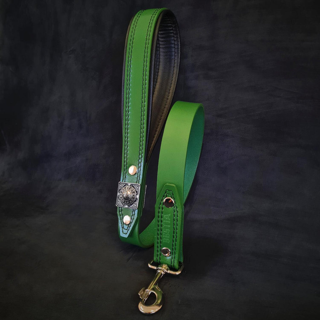 Collar EROS para Perros — Verde | Cuero Genuino 2.5"