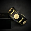 Collar "Maximus" — Cuero Premium 5 cm con Herrajes Dorados | Bestia Collars